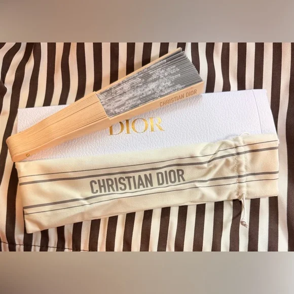Dior Beige and White Christian Fan - Picture 2 of 3